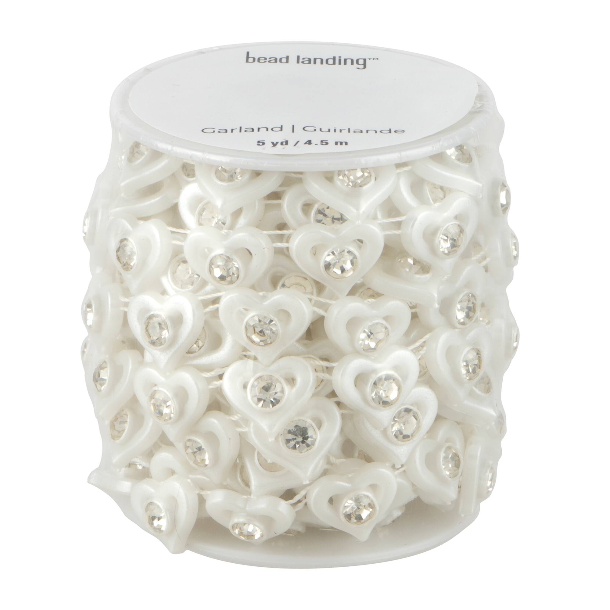 14.5mm White Plastic Pearl Heart Garland, 5yd. by Bead Landing™